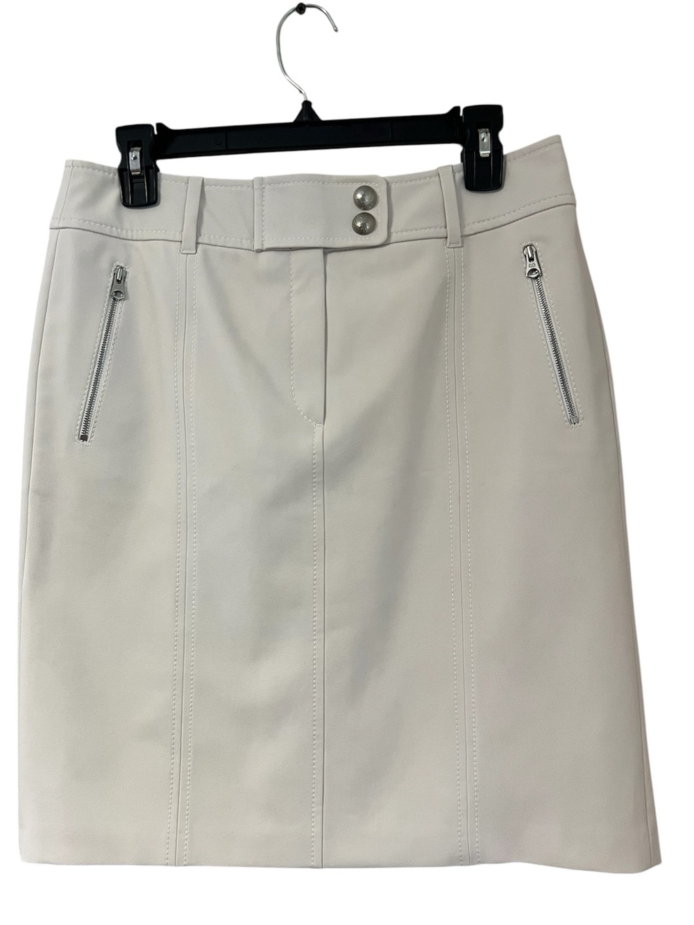 Escada Sport Skirt Women’s 38 White Pencil Short Lined Stretch Back Fan *stain*